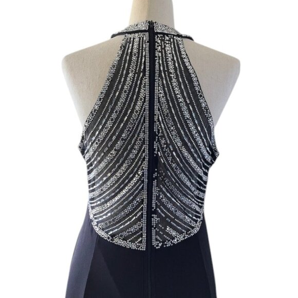 Say Yes To The Prom Gown Dress Black Halter Rhinestone Embellished Juniors 11 - Picture 12 of 16